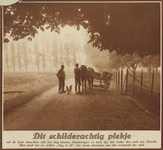 872785 Afbeelding van een paard en wagen met twee landbouwers, op een landweggetje achter de wijk Oog in Al te Utrecht.